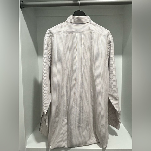 Brooks brothers classic non-iron supima cotton blue and gold stripe neck 17-35 - Picture 3 of 6